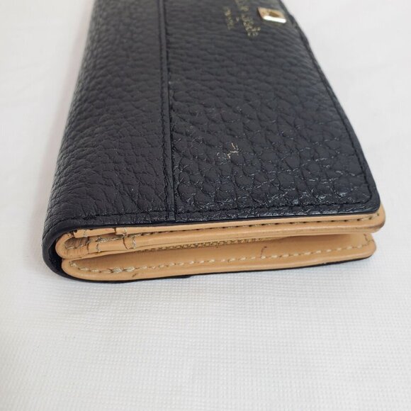 Kate Spade Black Pebbled Leather Wallet Clutch Card Pockets Snap One Size - Picture 4 of 15
